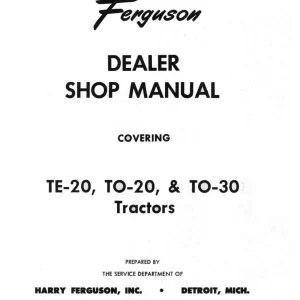 Massey Ferguson Ferguson Te20 To20 To30 Service Manual