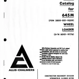 Fiat Allis 645 Wheel Parts Manual