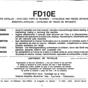 Fiat Allis Fd10E Parts Manual