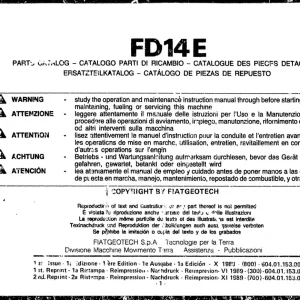 Fiat Allis Fd14E Parts Manual