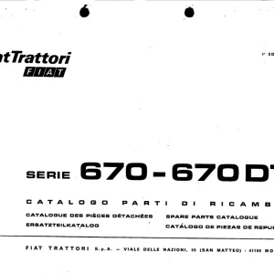 Fiat Trattori 670 670Dt Parts Manual