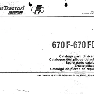 Fiat Trattori 670F 670Fdt Parts Manual