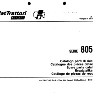 Fiat Trattori 805 Parts Manual