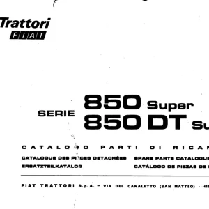 Fiat Trattori 850Super 850Dt Parts Manual