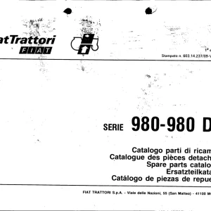 Fiat Trattori 980 980Dt Parts Manual