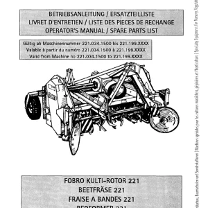 Fobro Kultirotor 221 Parts Manual