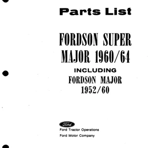 Fordson Major Major 1952 1960 Parts Manual