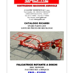 Galfre Disc Mower Fr D 165 210 E105G Parts Manual