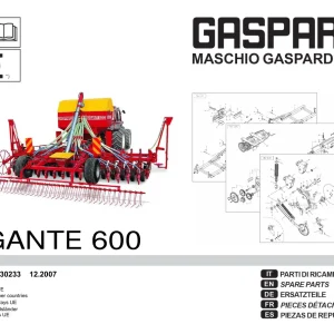 Gaspardo Gigante 600 Parts Manual