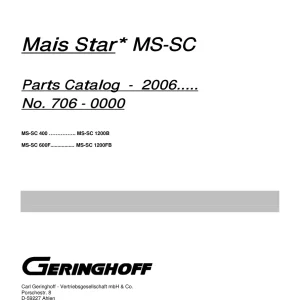 Geringhoff Mais Ms Sc Parts Manual