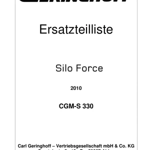Geringhoff Force Parts Manual