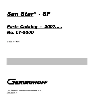 Geringhoff Sf Parts Manual