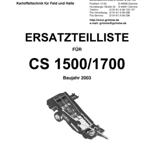 Grimme Cs1500 1700 2003 Parts Manual