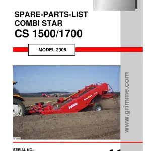 Grimme Cs1500 1700 2006 Parts Manual
