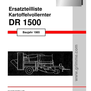 Grimme Dr1500 De 1985 Parts Manual