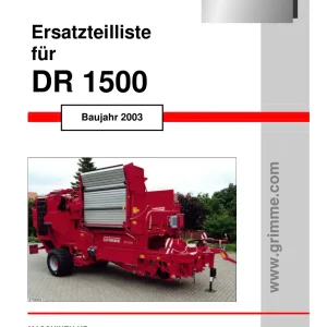 Grimme Dr1500 De 2003 Parts Manual