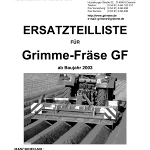 Grimme Frase Gf 2003 Parts Manual