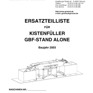 Grimme Gbf Stand Alone 2003 Parts Manual