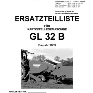 Grimme Gl32B 2003 Parts Manual