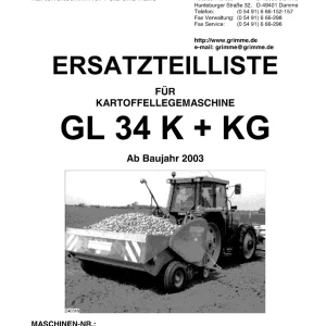 Grimme Gl34 Kkg 2003 Parts Manual