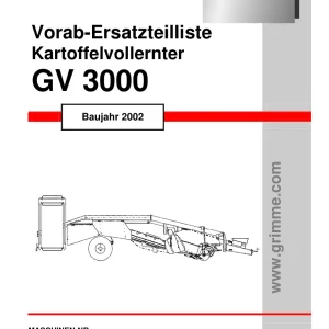Grimme Gv3000 2002 Parts Manual