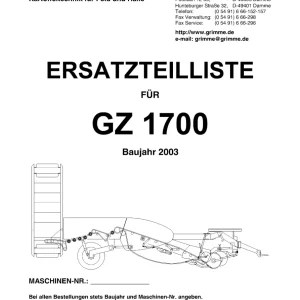 Grimme Gz1700 2003 Parts Manual