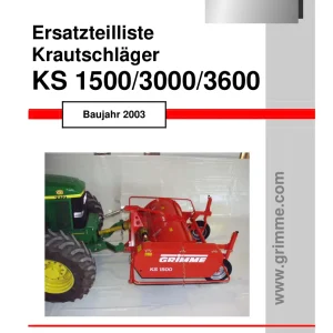 Grimme Ks1500 3000 3600 De 2003 Parts Manual