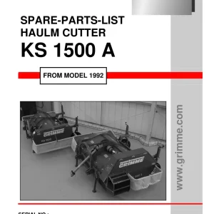 Grimme Ks1500 A 1992 Parts Manual