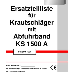 Grimme Ks1500 Aspare De 1998 Parts Manual
