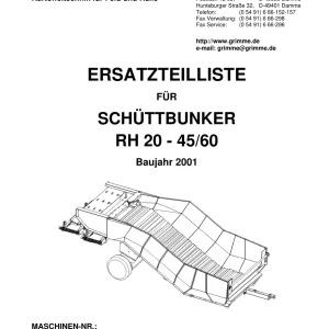 Grimme Rh20 45 60 De 2001 Parts Manual