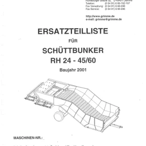 Grimme Rh24 45 60 De 2001 Parts Manual