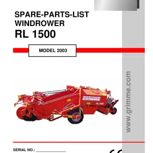 Grimme Rl1500 2003 Parts Manual
