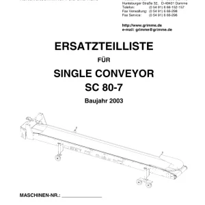 Grimme Sc 80 7 De 2003 Parts Manual