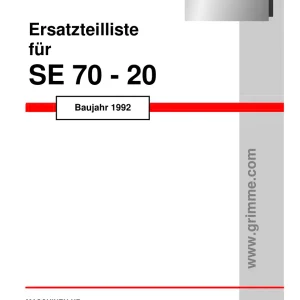 Grimme Se 70 20 1992 Parts Manual