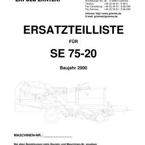 Grimme Se 75 20 De 2000 Parts Manual