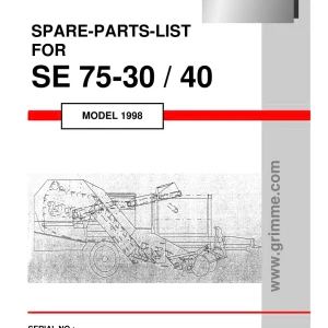 Grimme Se 75 30 40 1998 Parts Manual
