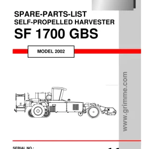 Grimme Sf 1700 Gbs 2002 Parts Manual