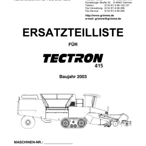 Grimme Tectron 415 De 2003 Parts Manual