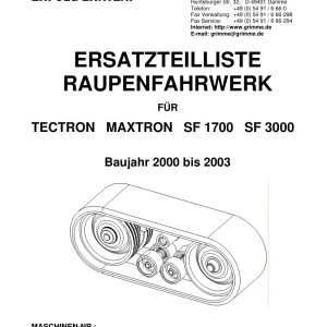 Grimme Tectron Maxtron Sf1700 3000 2000 2003 Parts Manual