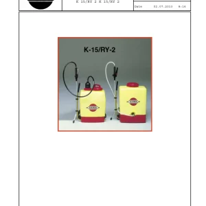 Hardi K 15 Ry 2 Parts Manual