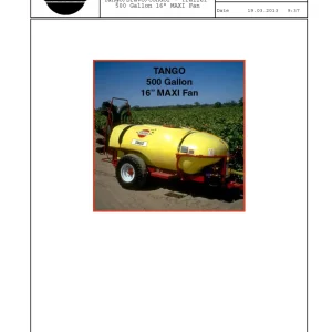 Hardi Tango Bravo Condor 500 Gallon 16 Maxi Parts Manual