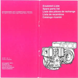 Hatz 1D20 30 35 40 60 80 Parts Manual