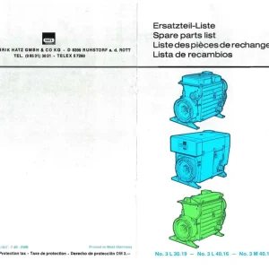 Hatz 3L30 3L40 3M40 1985 Parts Manual