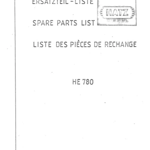 Hatz El He780 Parts Manual