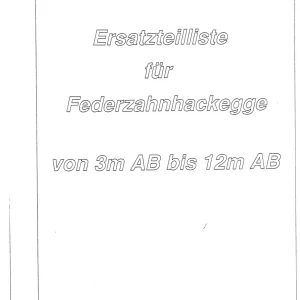 Hatzenbichler Federzahnhackegge 3.00 12.00M Parts Manual