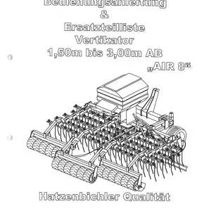 Hatzenbichler Vertikator 1.50 3.00M Ab Air8 Parts Manual