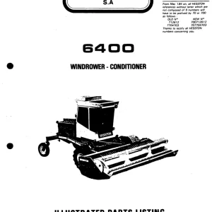 Hesston 6400 1984 Parts Manual