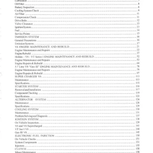 Holden Commodore Vt Vx Vu Vy Service Manual