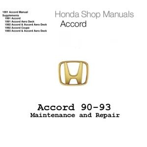Honda Accord 1990 1993 1993 Service Manual