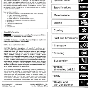 Honda Legend Ka7 1991 1991 Service Manual